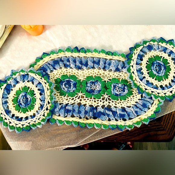 Handmade Crochet Set, Coasters and Table Runner - Picture 1 of 3